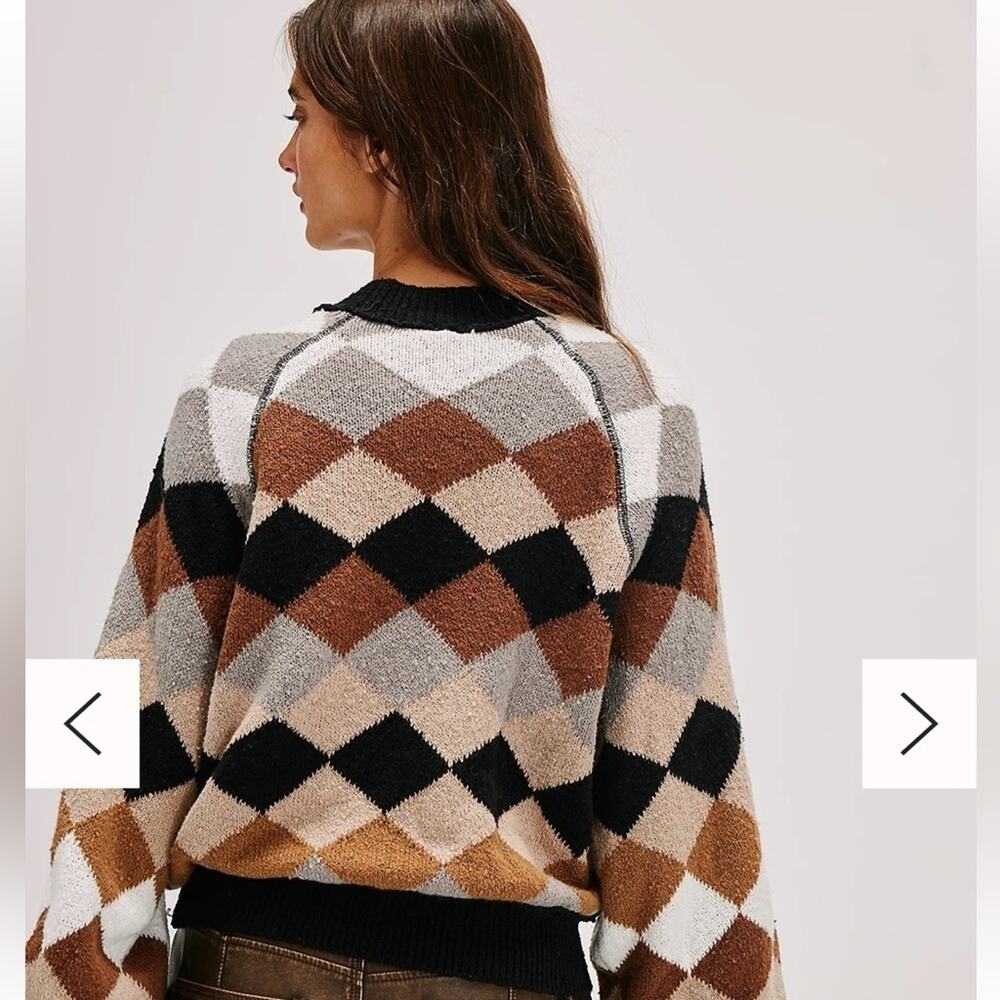 Free People Riley Pattern Pullover Sweater argyle - Picture 4 of 9